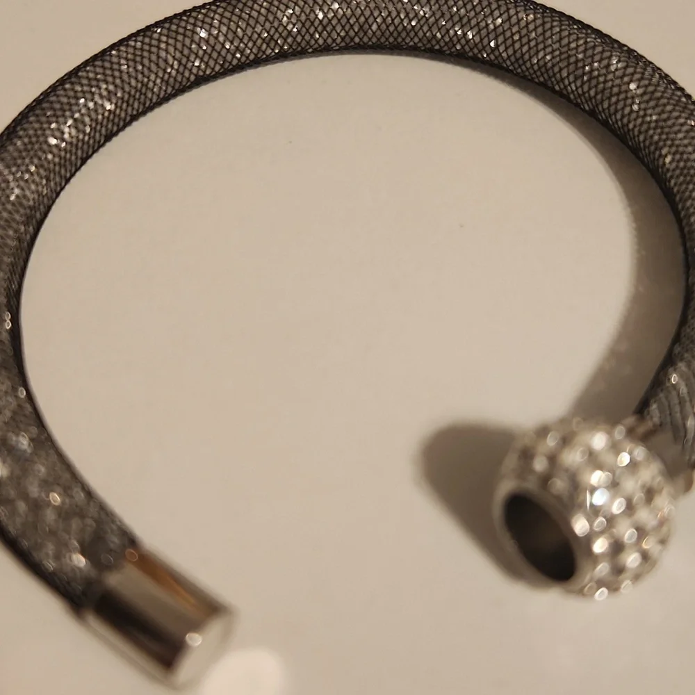 Silver and Black Mesh Bracelet